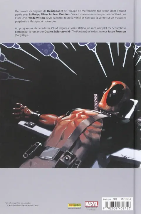 Verso de l'album Deadpool Il faut soigner le soldat Wilson