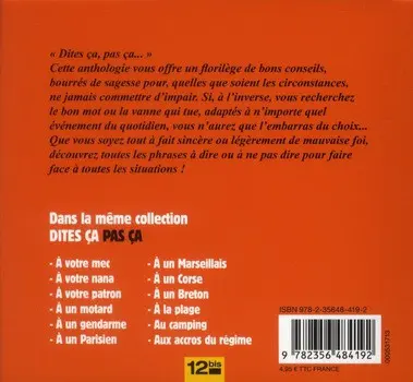 Verso de l'album Dites ça, pas ça ! En club de vacances pour éviter tout malentendu !