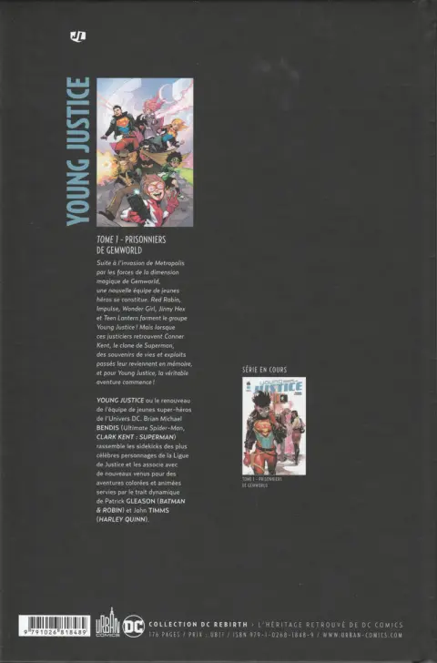 Verso de l'album Young Justice 1 Prisonniers de Gemworld