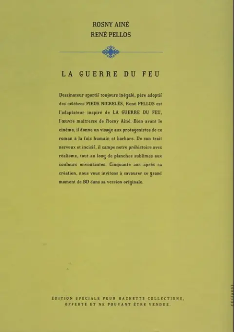 Verso de l'album La Guerre du feu