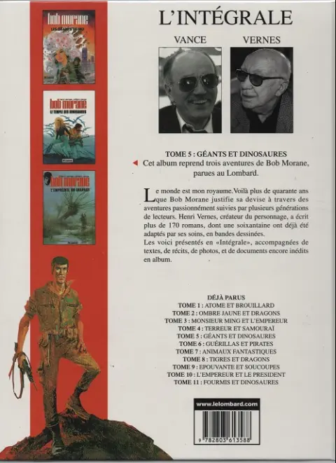 Verso de l'album Bob Morane L'Intégrale 5 Géants et dinosaures
