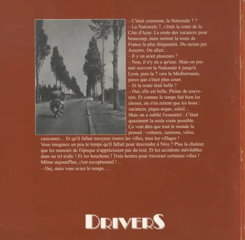 Verso de l'album La Route Paris-Côte d'Azur Petie histoire des Nationales 5, 6, 7 et de la route bleue entre Paris et Menton