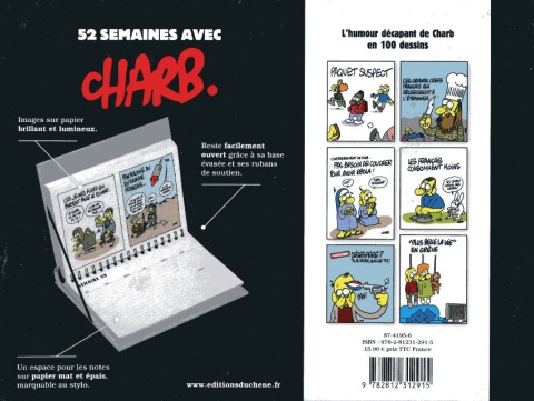 Verso de l'album Charb. Calendrier perpétuel 52 semaines