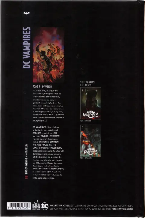 Verso de l'album DC Vampires Tome 1 Invasion