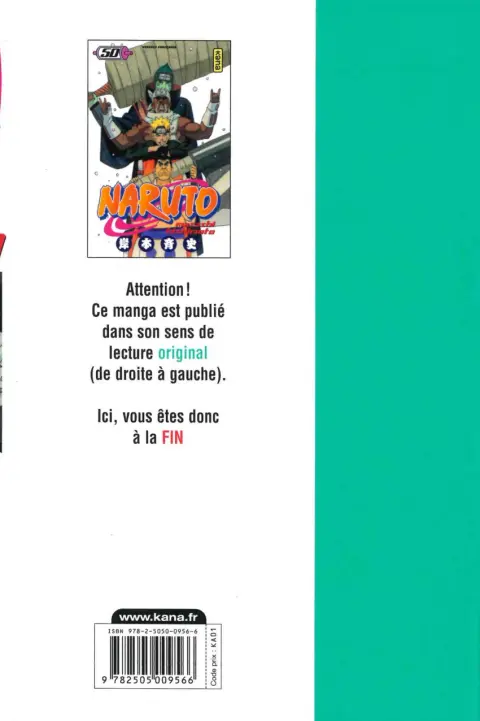 Verso de l'album Naruto 50 Duel à mort dans la prison aqueuse !!