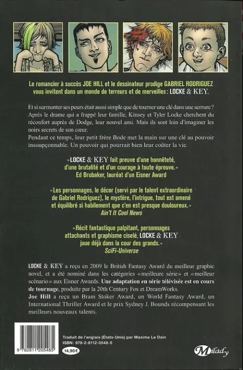 Verso de l'album Locke & Key Volume 2 Casse-tête