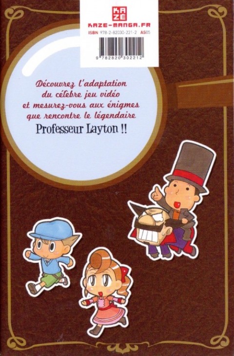 Verso de l'album Professeur Layton et l'étrange enquête 1