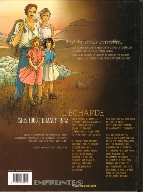 Verso de l'album Secrets - L'écharde Tome 1