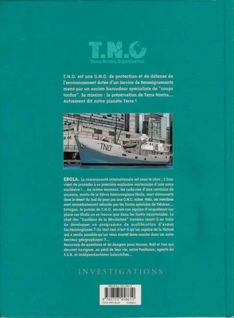 Verso de l'album T.N.O. Tome 2 Ebola