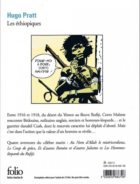 Verso de l'album Corto Maltese Tome 2 Les Éthiopiques