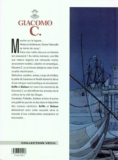 Verso de l'album Giacomo C. Tome 1 Le masque dans la bouche d'ombre