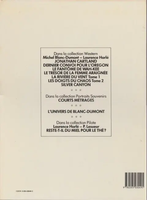 Verso de l'album Jonathan Cartland Tome 5 La rivière du vent