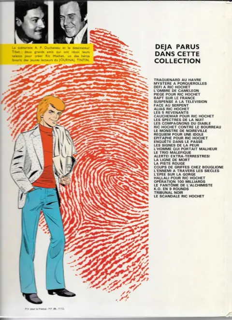 Verso de l'album Ric Hochet Tome 6 Rapt sur le France