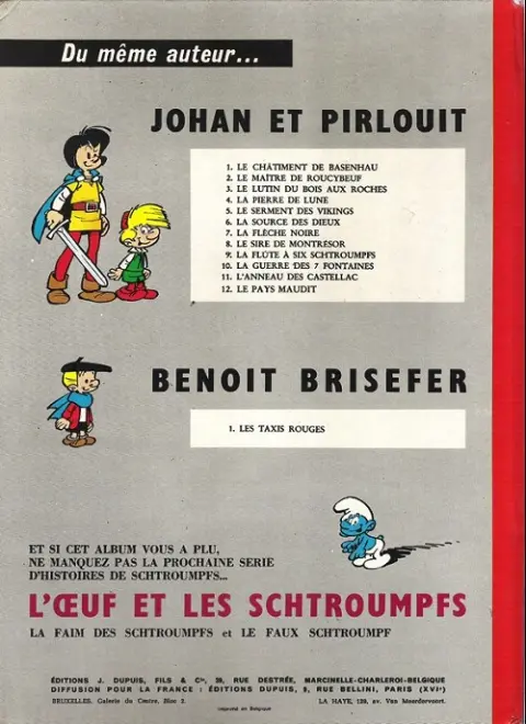 Verso de l'album Les Schtroumpfs Tome 1 Les Schtroumpfs noirs