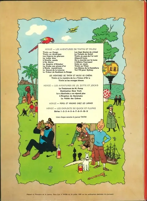 Verso de l'album Tintin Tome 2 Tintin au Congo