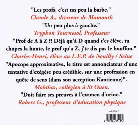 Verso de l'album Le Petit Dico illustré ... Le Petit Dico Illustré des Profs