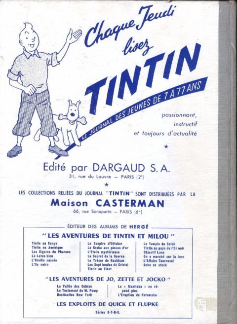 Verso de l'album Tintin Tome 56 Tintin album du journal (n° 736 à 755)