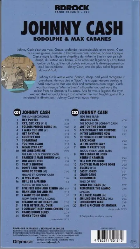 Verso de l'album BD Rock Johnny Cash