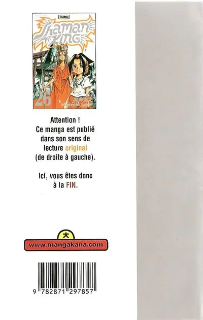 Verso de l'album Shaman King 26 Le nez du frère
