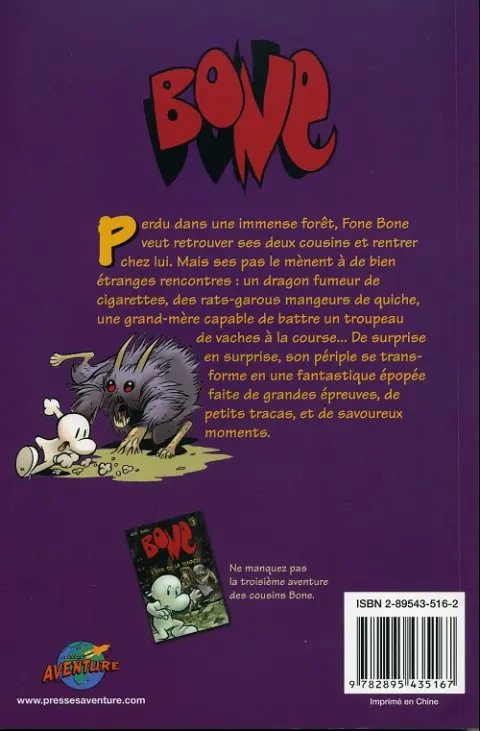 Verso de l'album Bone Tome 2 La grande course