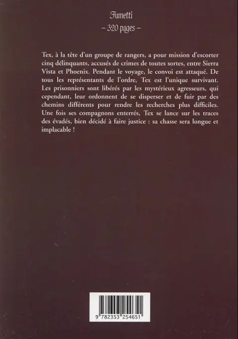Verso de l'album Tex (Maxi) Tome 15 L'Or du massacre