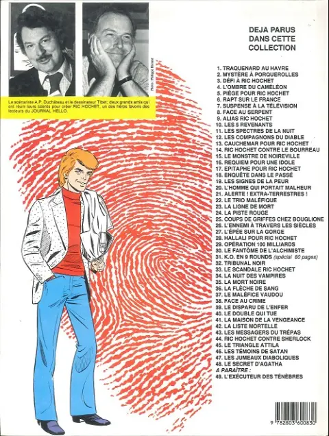 Verso de l'album Ric Hochet Tome 12 Les spectres de la nuit
