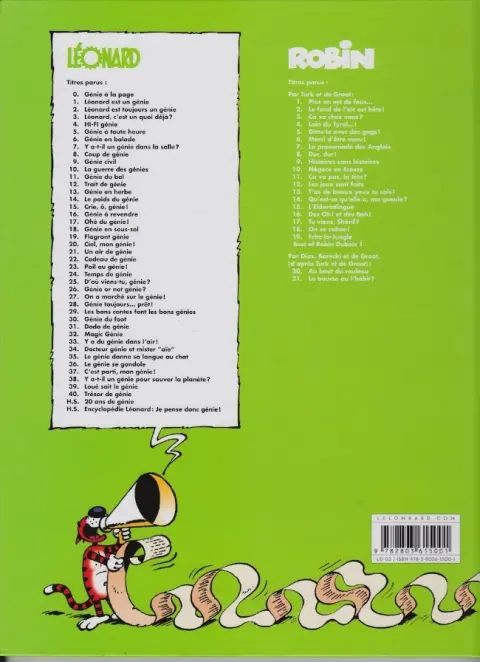 Verso de l'album Léonard Tome 30 Génie du foot