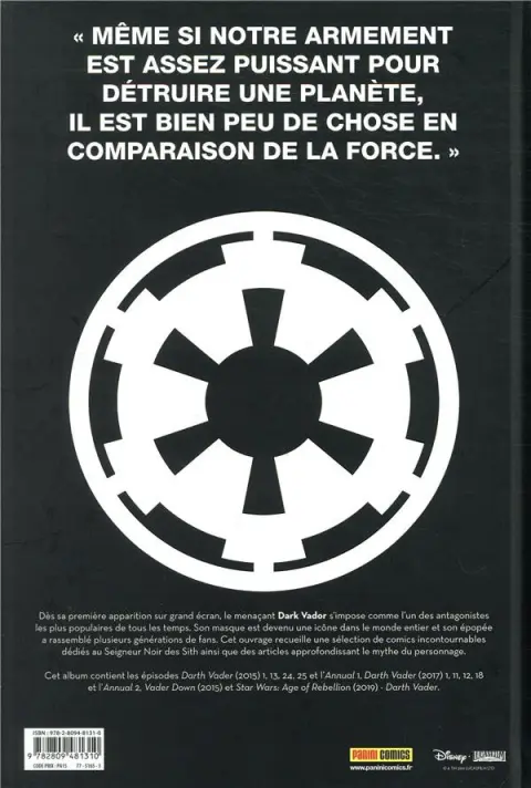 Verso de l'album Star Wars : Je suis Dark Vador