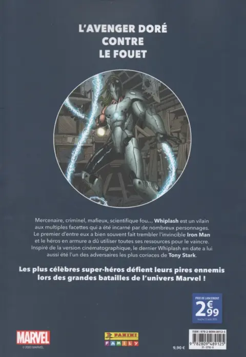 Verso de l'album Marvel - Les Grandes Batailles Tome 10 Iron Man VS Whiplash