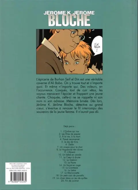 Verso de l'album Jérôme K. Jérôme Bloche Tome 14 Un fauve en cage