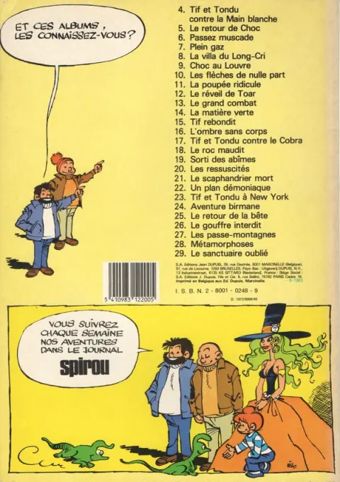 Verso de l'album Tif et Tondu Tome 18 Le roc maudit
