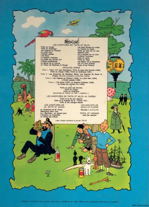 Verso de l'album Les Aventures de Jo, Zette et Jocko Tome 2 Destination New York