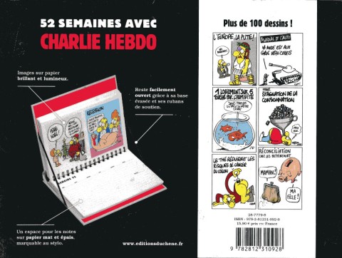 Verso de l'album Charlie Hebdo - Calendrier perpétuel 52 semaines