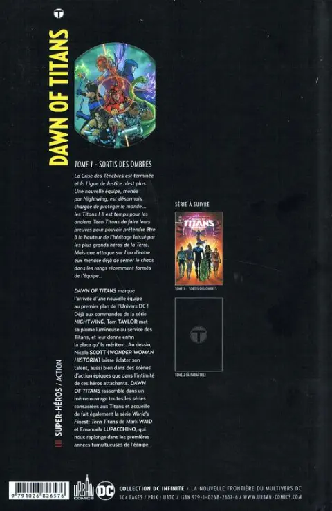 Verso de l'album Dawn of Titans Tome 1 Sortis des ombres