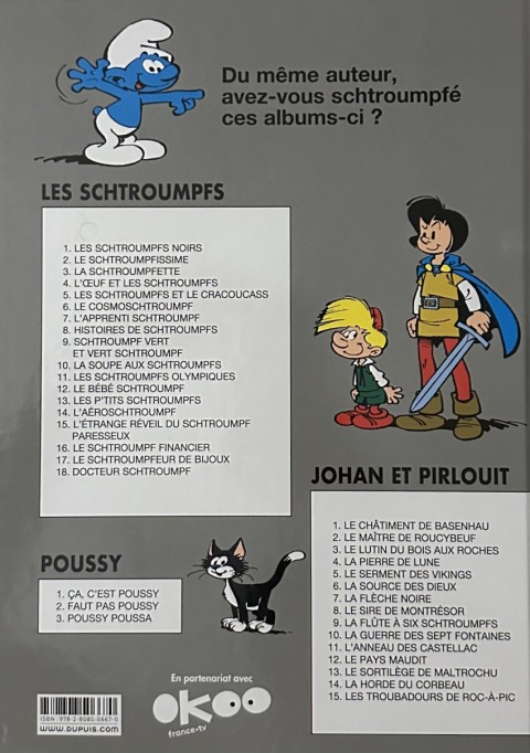 Verso de l'album Les Schtroumpfs Tome 11 Les Schtroumpfs olympiques