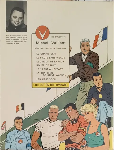 Verso de l'album Michel Vaillant Tome 5 Le 13 est au départ