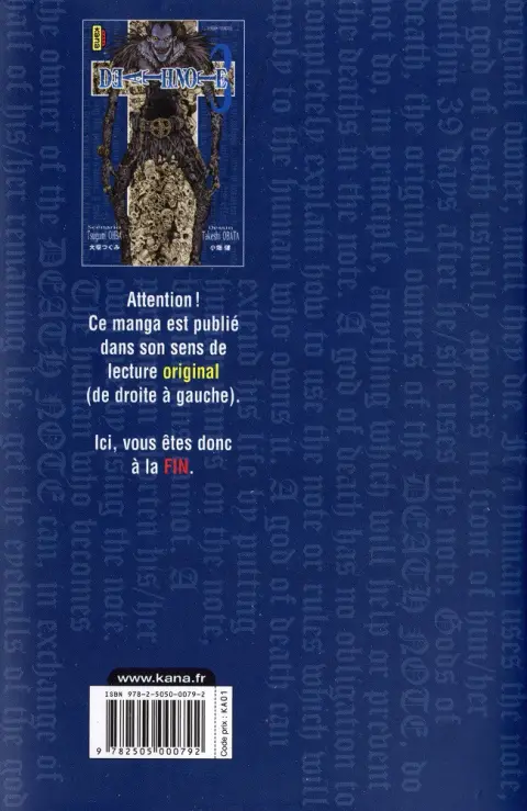 Verso de l'album Death note 3
