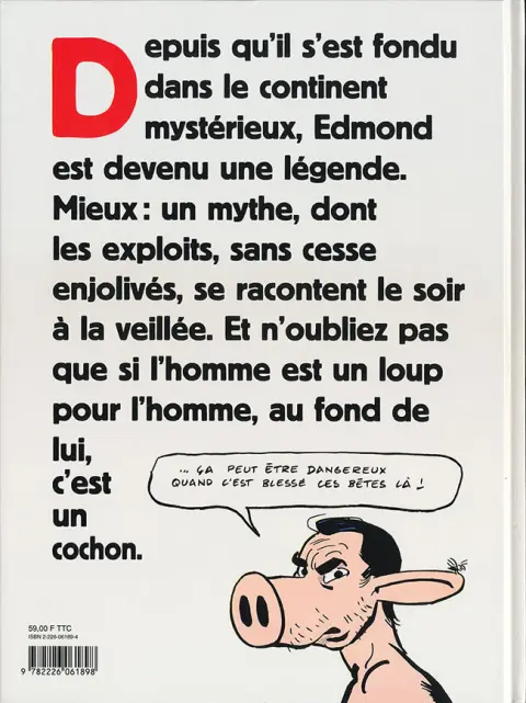 Verso de l'album Edmond le cochon Tome 4 Le mystère continental