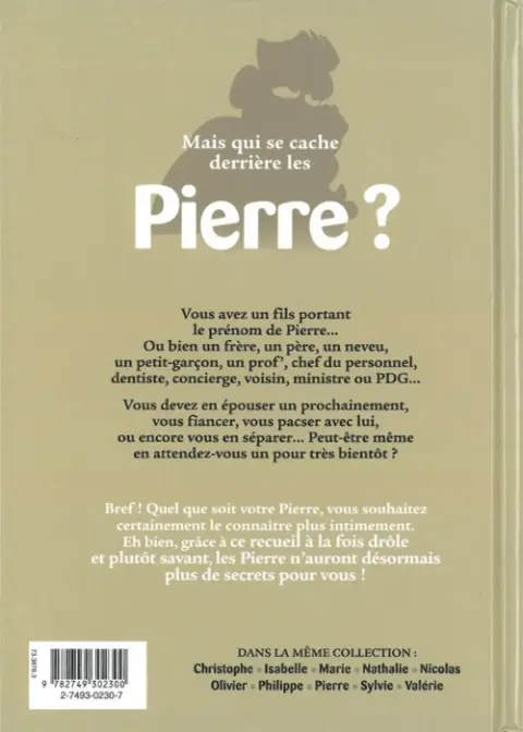 Verso de l'album L'Encyclopédie des prénoms en BD Tome 1 Pierre