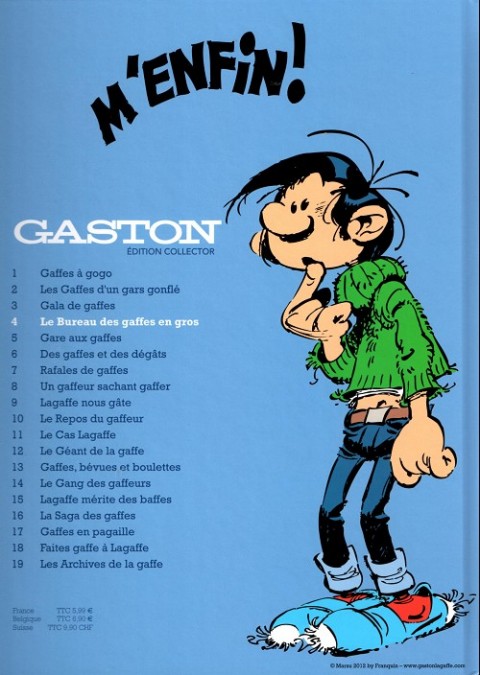 Verso de l'album Gaston Édition Collector (Télé 7 jours) Tome 4 Le bureau des gaffes en gros