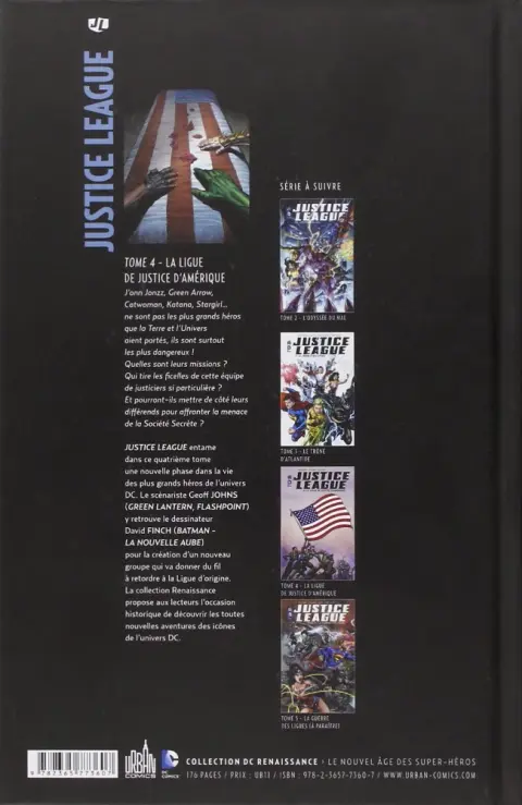 Verso de l'album Justice League Tome 4 La Ligue de Justice d'Amérique