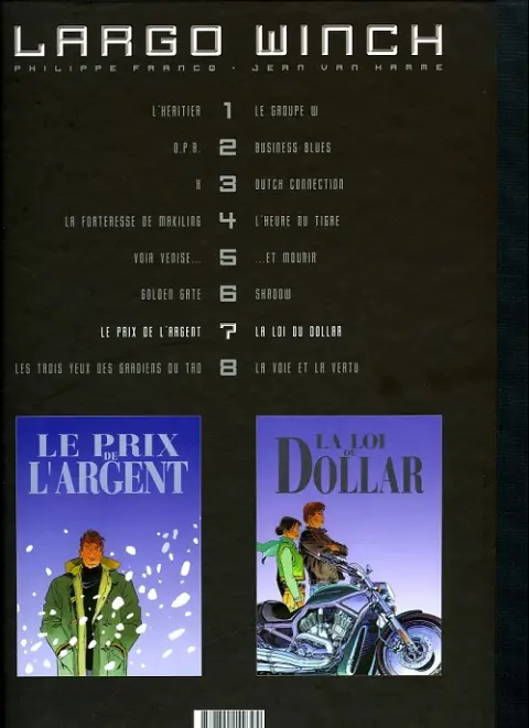 Verso de l'album Largo Winch Tome 7 Le prix de l'argent / La loi du dollar