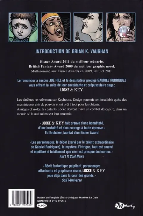 Verso de l'album Locke & Key Volume 3 La Couronne des ombres