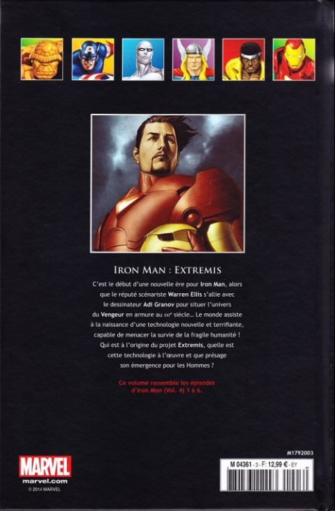Verso de l'album Marvel Comics - La collection de référence Tome 3 Iron Man - Extremis