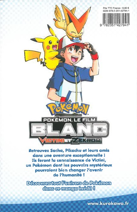 Verso de l'album Pokémon, le film Tome 2 Blanc - Victini et Zekrom