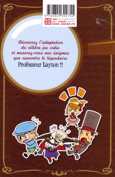 Verso de l'album Professeur Layton et l'étrange enquête 2