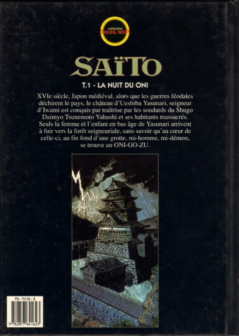 Verso de l'album Saïto Tome 1 La nuit du Oni