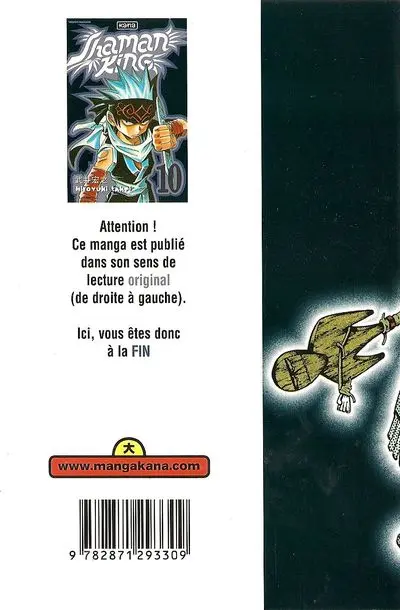 Verso de l'album Shaman King 10 Le Cantique de la désolation