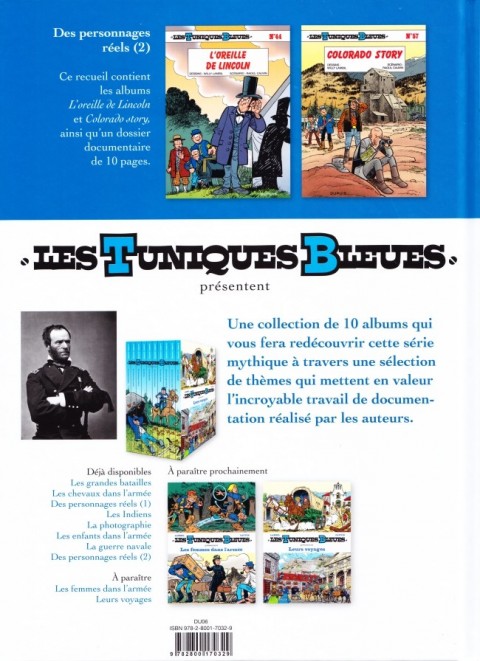 Verso de l'album Les Tuniques Bleues présentent 8 Des personnages réels (2/2)