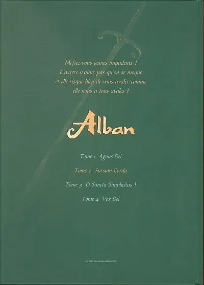 Verso de l'album Alban Tome 2 Sursum corda